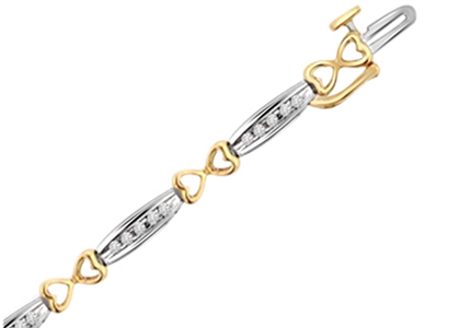 Two Tone Plated CZ Studded Tennis Bracelet